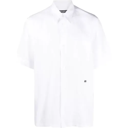 Short Sleeve Branded Shirt in , male, Sizes: M, S - Dolce & Gabbana - Modalova