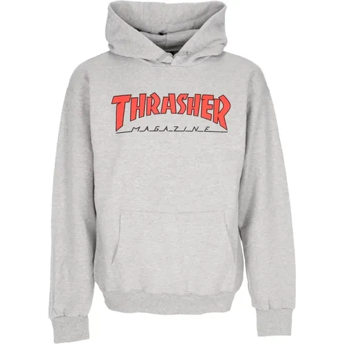 Hoodies, male, , Size: XL Outlined Hoodie Light Steel/Red - Thrasher - Modalova