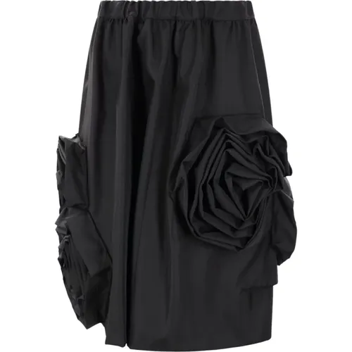 Midi Skirt with Oversized Roses , female, Sizes: XS - Comme des Garçons - Modalova