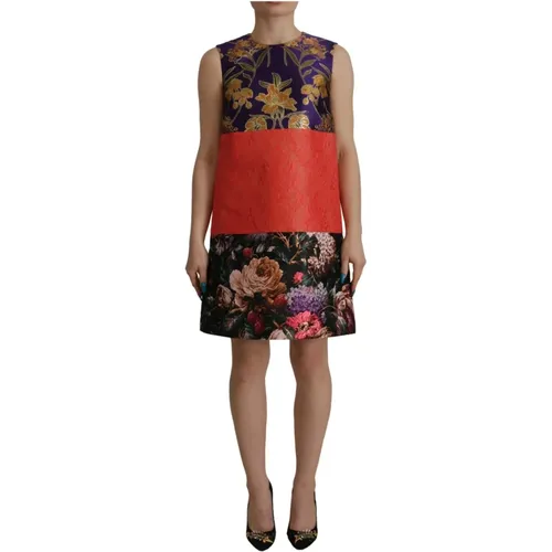 Jacquard Shift Dress , female, Sizes: 2XS - Dolce & Gabbana - Modalova