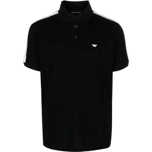 Schwarzes Polo-Shirt mit Streifen-Detail , Herren, Größe: 2XL - Emporio Armani - Modalova