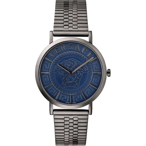 Essential Steel Watch Blue Grey , male, Sizes: ONE SIZE - Versace - Modalova