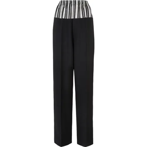 Satin Trompe-lœil Trousers , female, Sizes: 2XS, XS - Fendi - Modalova