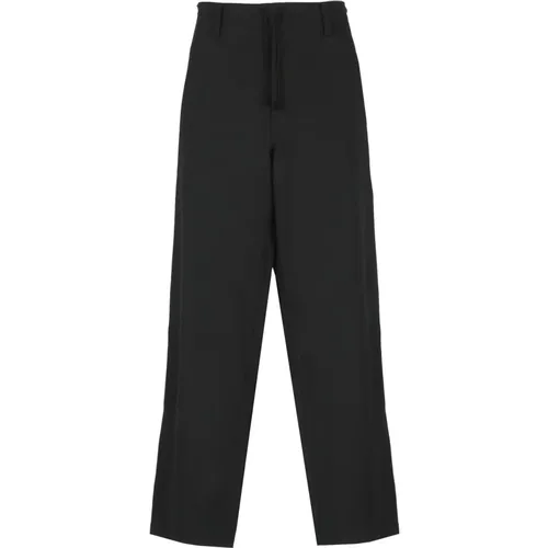 Straight Trousers, male, , Size: S Wool Pants with Drawstrings - Yohji Yamamoto - Modalova