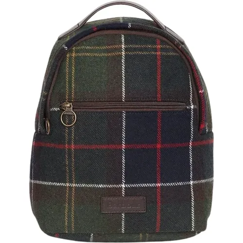 Klassischer Tartan Rucksack mit Lederapplikation - Barbour - Modalova