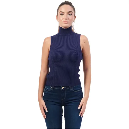 Blauer ärmelloser Strickpullover , Damen, Größe: S - Fracomina - Modalova