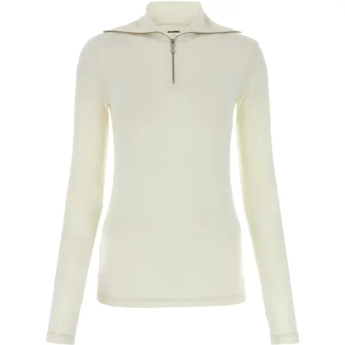 Ivory Pullover Polyester Mix , Damen, Größe: M - Jil Sander - Modalova