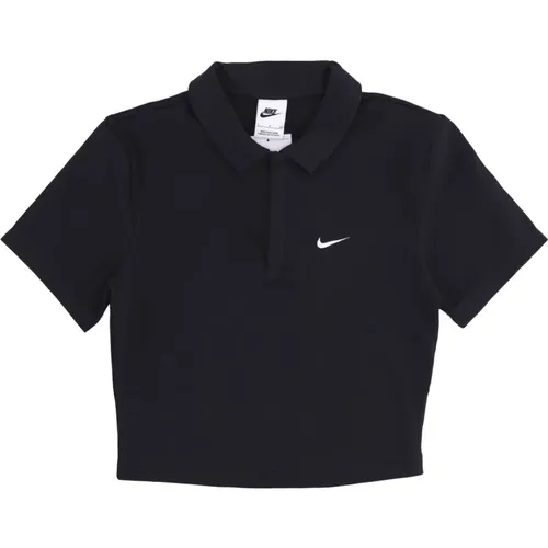 Short Sleeve Polo Crop Top /White , male, Sizes: L, XS, M, S - Nike - Modalova