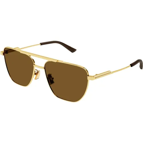 Gold/Brown Sunglasses Bv1236S , male, Sizes: 57 MM - Bottega Veneta - Modalova