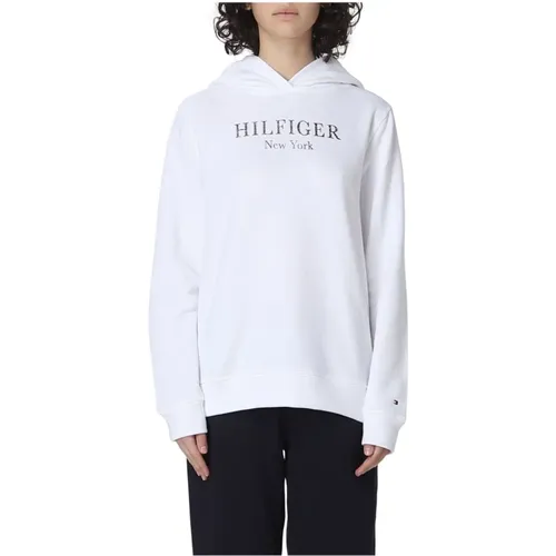 Women`s Sweatshirt with Embroidered Logo on the Chest , male, Sizes: M - Tommy Hilfiger - Modalova