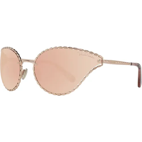 Sunglasses, female, , Size: ONE SIZE Rose Gold Mirrored Oval Sunglasses - Roberto Cavalli - Modalova