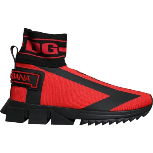 Rot Schwarz High Top Sneakers Logo , Herren, Größe: 40 EU - Dolce & Gabbana - Modalova