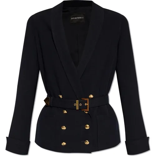 Blazers, female, , Size: M Double-breasted blazer - Emporio Armani - Modalova