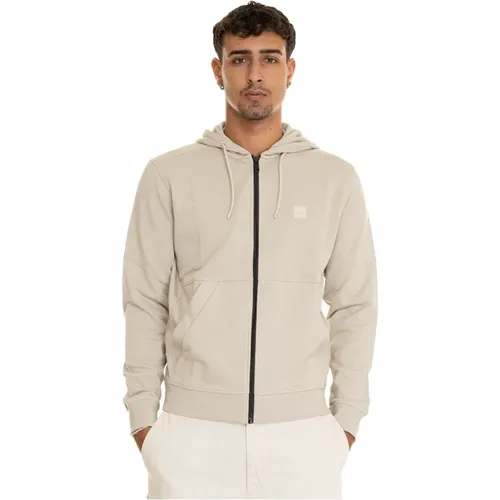 Zip-throughs, male, , Size: 2XL Hooded Cotton Sweatshirt with Zip Closure - Boss - Modalova