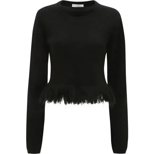 Cropped Fringed Sweater , female, Sizes: M - JW Anderson - Modalova