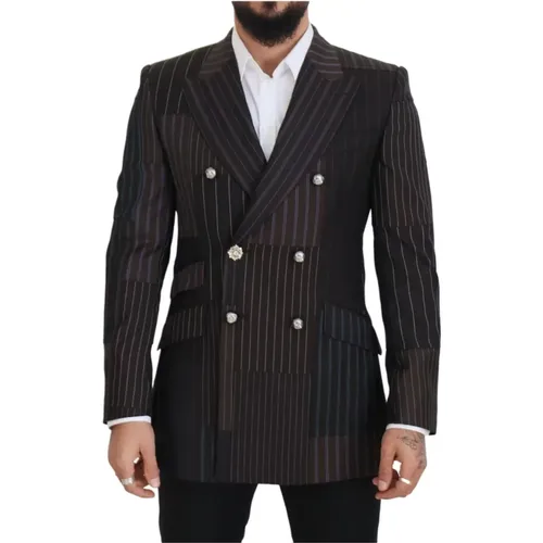 Blazers, male, , Size: L Sicilia Double Breasted Wool Blazer - Dolce & Gabbana - Modalova