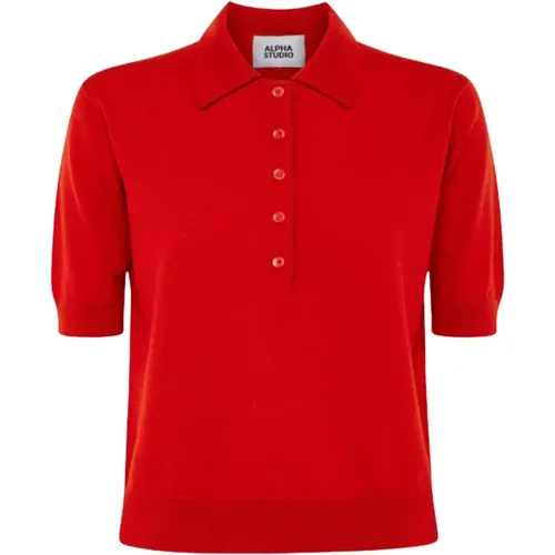 Polo Shirts, female, , Size: S Refined Merino Polo - Alpha Studio - Modalova