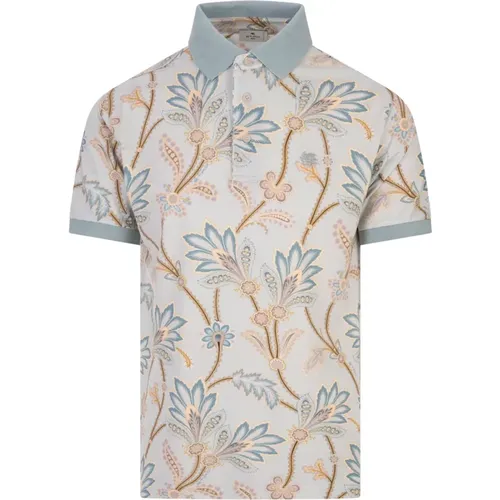 Blaues Blumen Polo Shirt Etro - ETRO - Modalova