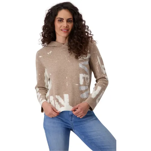 Jacquard-Pullover mit Kapuze und Strasssteinen , Damen, Größe: M - monari - Modalova