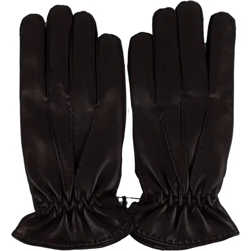 Gloves, male, , Size: 10 IN Men's Leather Wool Cashmere Gloves - Orciani - Modalova