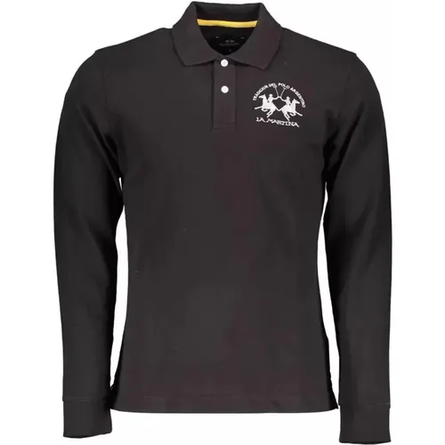 Schwarzes Baumwoll-Poloshirt mit Logo , Herren, Größe: M - LA MARTINA - Modalova