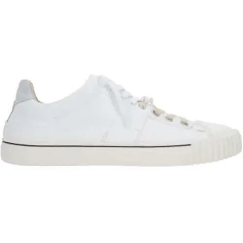 Low-Top Leather and Canvas Sneakers with Contrast Stitching , male, Sizes: 6 UK - Maison Margiela - Modalova