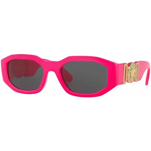Aviator Sonnenbrille in Rosa mit Getönten Grauen Gläsern , Damen, Größe: 53 MM - Versace - Modalova