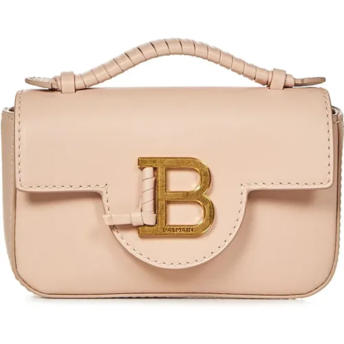 Leather Flap Bag with B Closure , female, Sizes: ONE SIZE - Balmain - Modalova