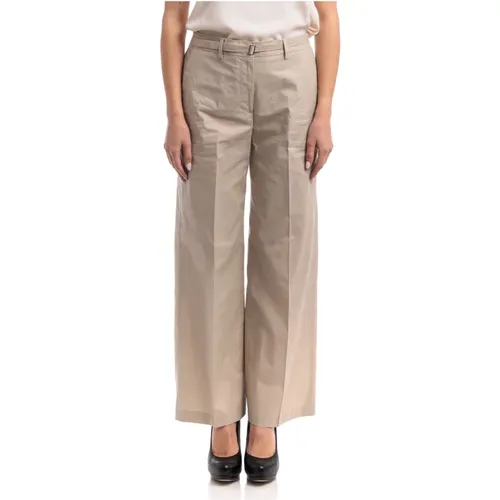 Cotton ankle straight leg pants with belt , female, Sizes: M, L, S - Seventy - Modalova