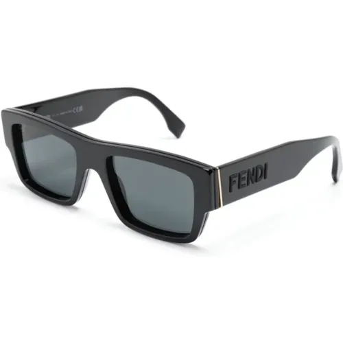Schwarze Sonnenbrille mit Original-Etui , Herren, Größe: 53 MM - Fendi - Modalova