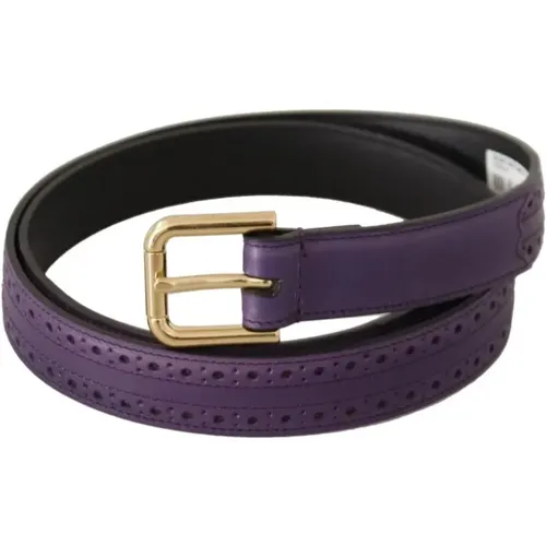 Leather Gold Logo Belt , female, Sizes: 85 CM - Dolce & Gabbana - Modalova