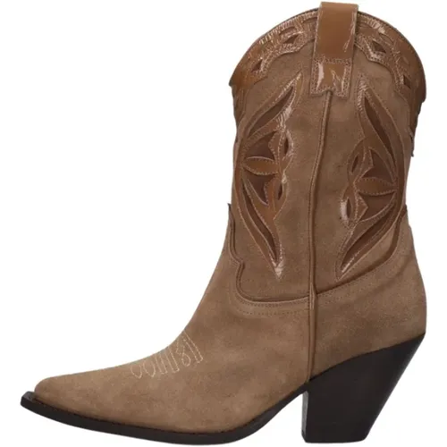 Braune Wildleder-Cowboy-Stiefel , Damen, Größe: 37 EU - Toral - Modalova