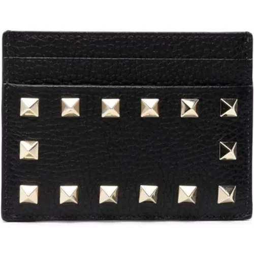 Wallets & Cardholders, female, , Size: ONE SIZE Leather Studded Card Wallet - Valentino Garavani - Modalova