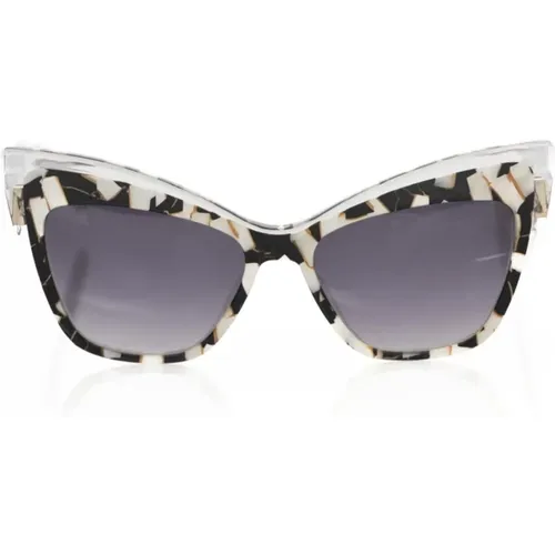 Sunglasses, female, , Size: ONE SIZE Black Cat Eye Sunglasses with Mother of Pearl - Frankie Morello - Modalova