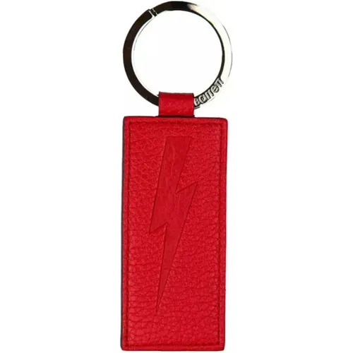 Keyrings, male, , Size: ONE SIZE Leather Keychain for Men - Neil Barrett - Modalova