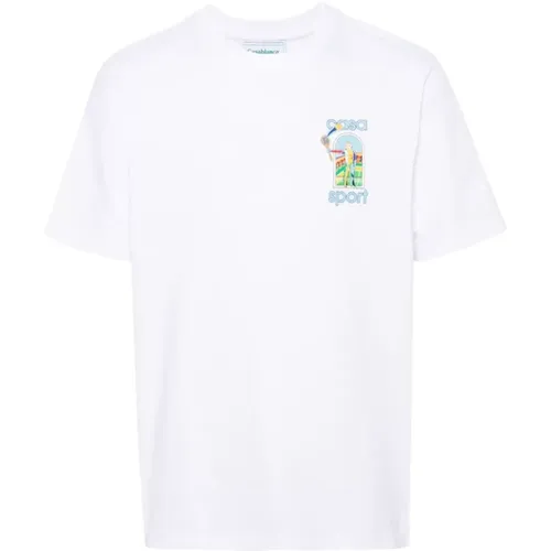 Logo Print Crewneck T-shirts and Polos , male, Sizes: 2XL, S, L, XL, M - Casablanca - Modalova