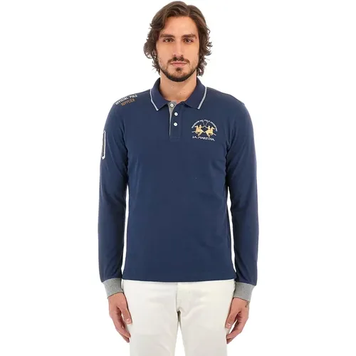 Polo Shirts, male, , Size: 2XL Long Sleeve Polo Shirt with Golden Logo - LA MARTINA - Modalova