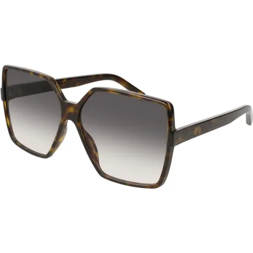 Dunkel Havanna/Grau Getönte Sonnenbrille , Damen, Größe: 63 MM - Saint Laurent - Modalova