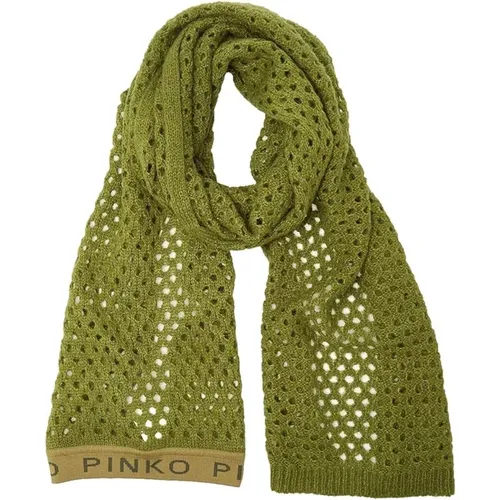 Scarves, unisex, , Size: ONE SIZE Mesh Alpaca Scarf with Logo Print - pinko - Modalova