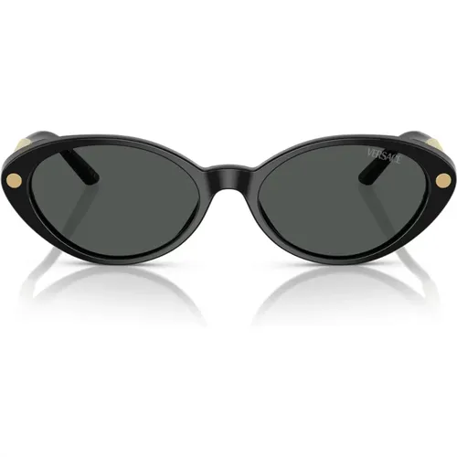 Ovale Sonnenbrille mit dunkelgrauen Gläsern - Versace - Modalova