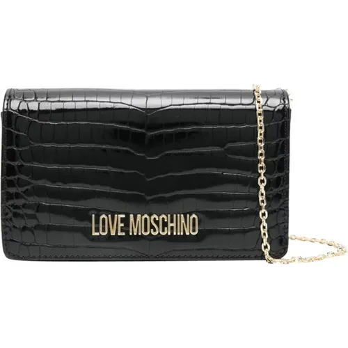 Cross Body Bags, female, , Size: ONE SIZE Crocodile Logo Shoulder Bag - Love Moschino - Modalova