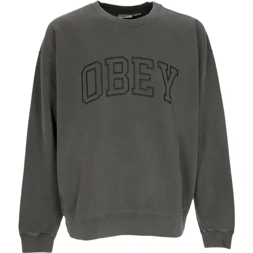 Sweatshirts, male, , Size: L Light Crew Neck Sweatshirt Pigment Black - Obey - Modalova