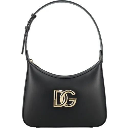 Leather Moon Shoulder Bag , female, Sizes: ONE SIZE - Dolce & Gabbana - Modalova
