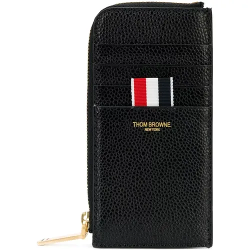 Wallets & Cardholders, male, , Size: ONE SIZE Leather Half Zip Wallet - Thom Browne - Modalova