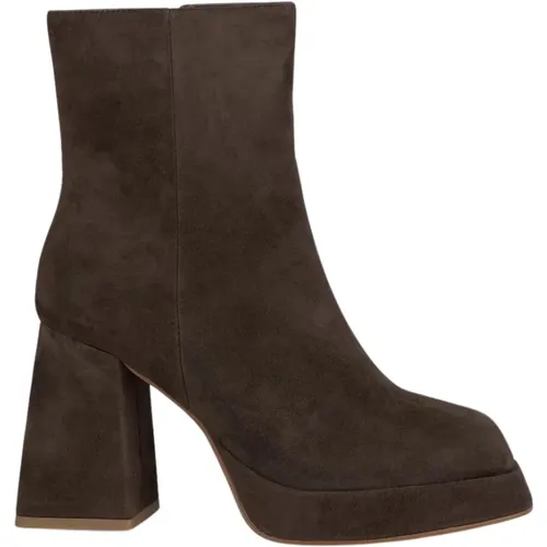 Square Toe Leather Ankle Boots , female, Sizes: 4 UK, 7 UK, 5 UK, 6 UK, 8 UK - Alma en Pena - Modalova