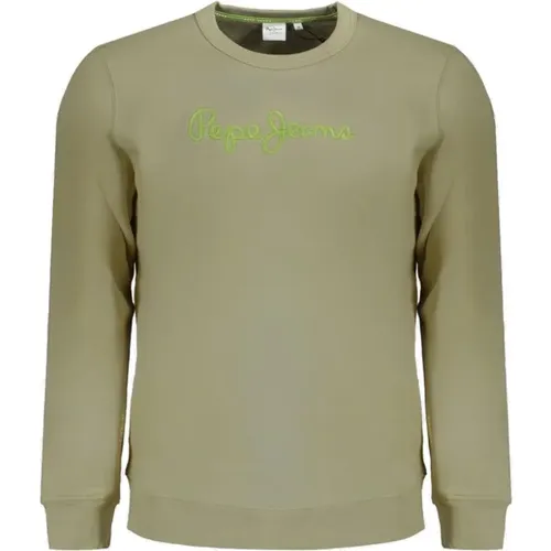 Grüner Baumwoll-Sweatshirt Stilvoll Bequem - Pepe Jeans - Modalova