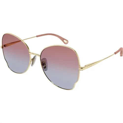 Sunglasses, female, , Size: 59 MM Gold/Red Shaded Sunglasses - Chloé - Modalova