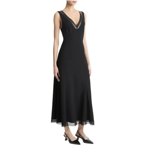 Chiffon Kunstleder Layered Slip Kleid - Vince - Modalova