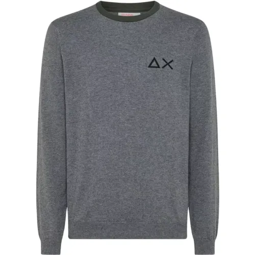 Men Medium Grey Sweater with Logo , male, Sizes: 3XL, XL, M, 2XL - Sun68 - Modalova