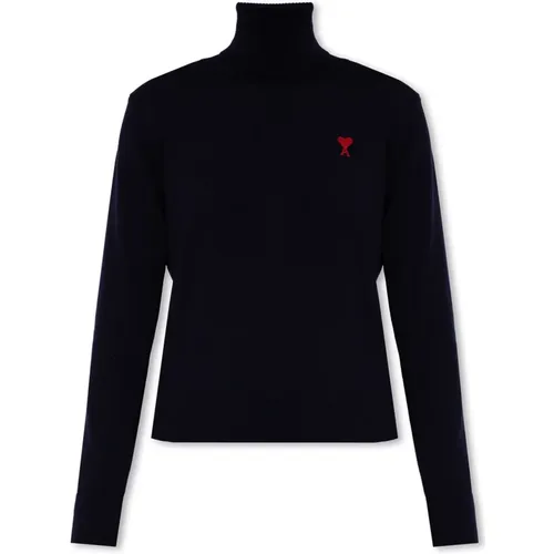 Wool turtleneck sweater , female, Sizes: L, M - Ami Paris - Modalova